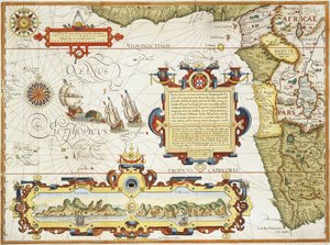 Kaart van de West-Afrikaanse kustlijn, 1596